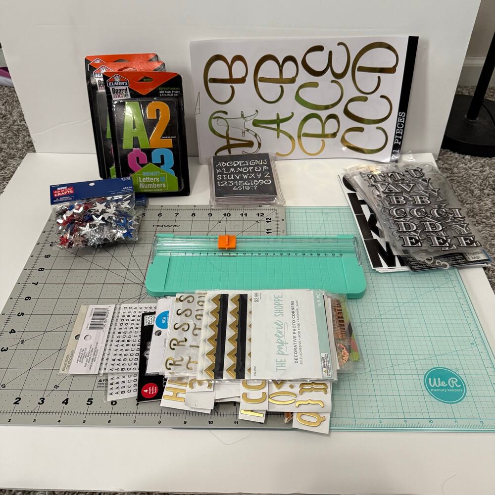 Crafting Lot Two Cutting Boards Paper‎ Cutter Mixed Stickers